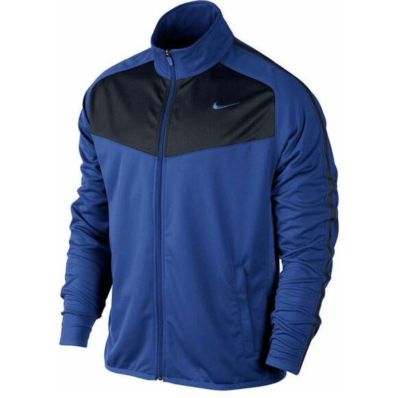 Nike Track Jacket Zip Up Black/Royal Blue With Stripes On Arms Size XL - Picture 1 of 8